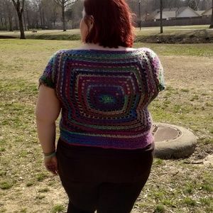 Handmade crocheted open neck top